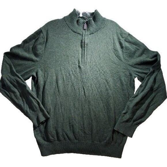 Eddie Bauer Cotton/Cashmere 1/4 Zip Pullover Sweater Men's Sz MED Dk.Green - Picture 1 of 8